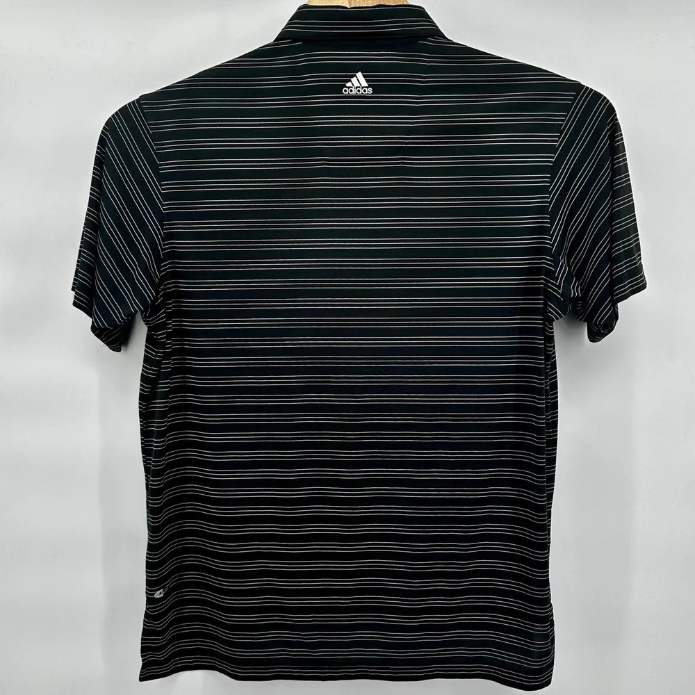 Adidas ClimaLite Golf Polo‎ Shirt Mens Large Black Striped Athletic Top